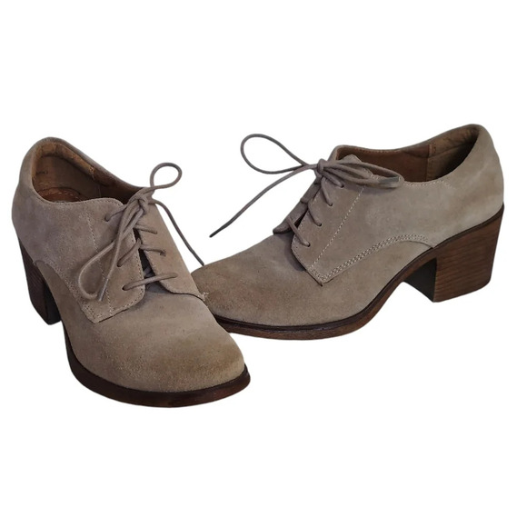 Eurosoft by‎ Sofft Jules Stone Taupe Suede Block Heel Oxford Lace Ups - Picture 1 of 16